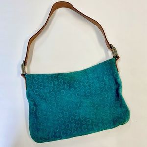 Vintage CELINE Logo Suede Shoulder Bag